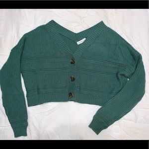 Knit Cropped Button-down Cardigan